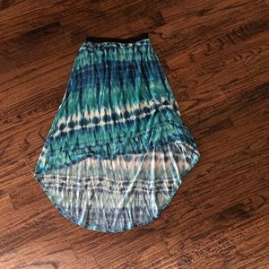 High to low blue tie dye skirt